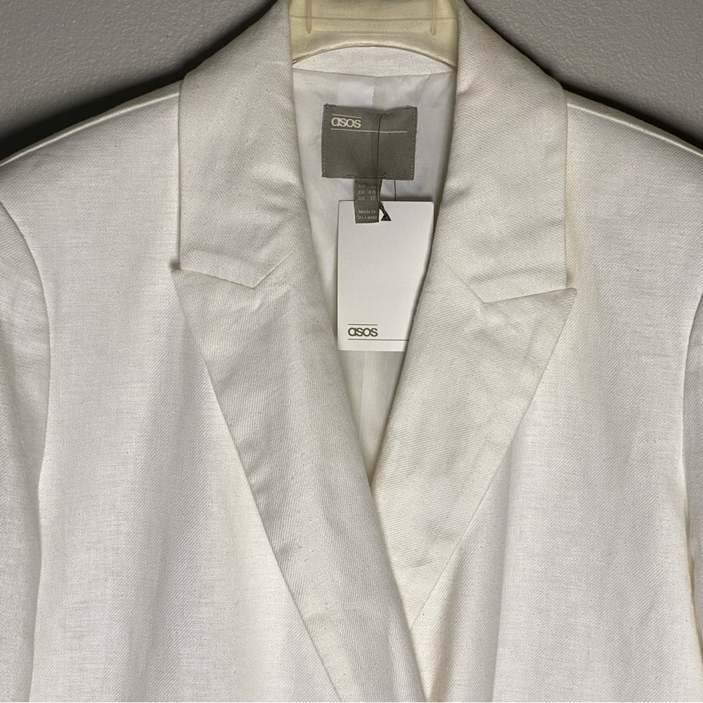 ASOS White Linen Blazer – Size 12 – NWT – Lightweight Summer Layer - Picture 4 of 6